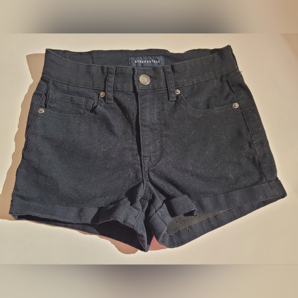 Aeropostale High Rise Midi Black Shorts